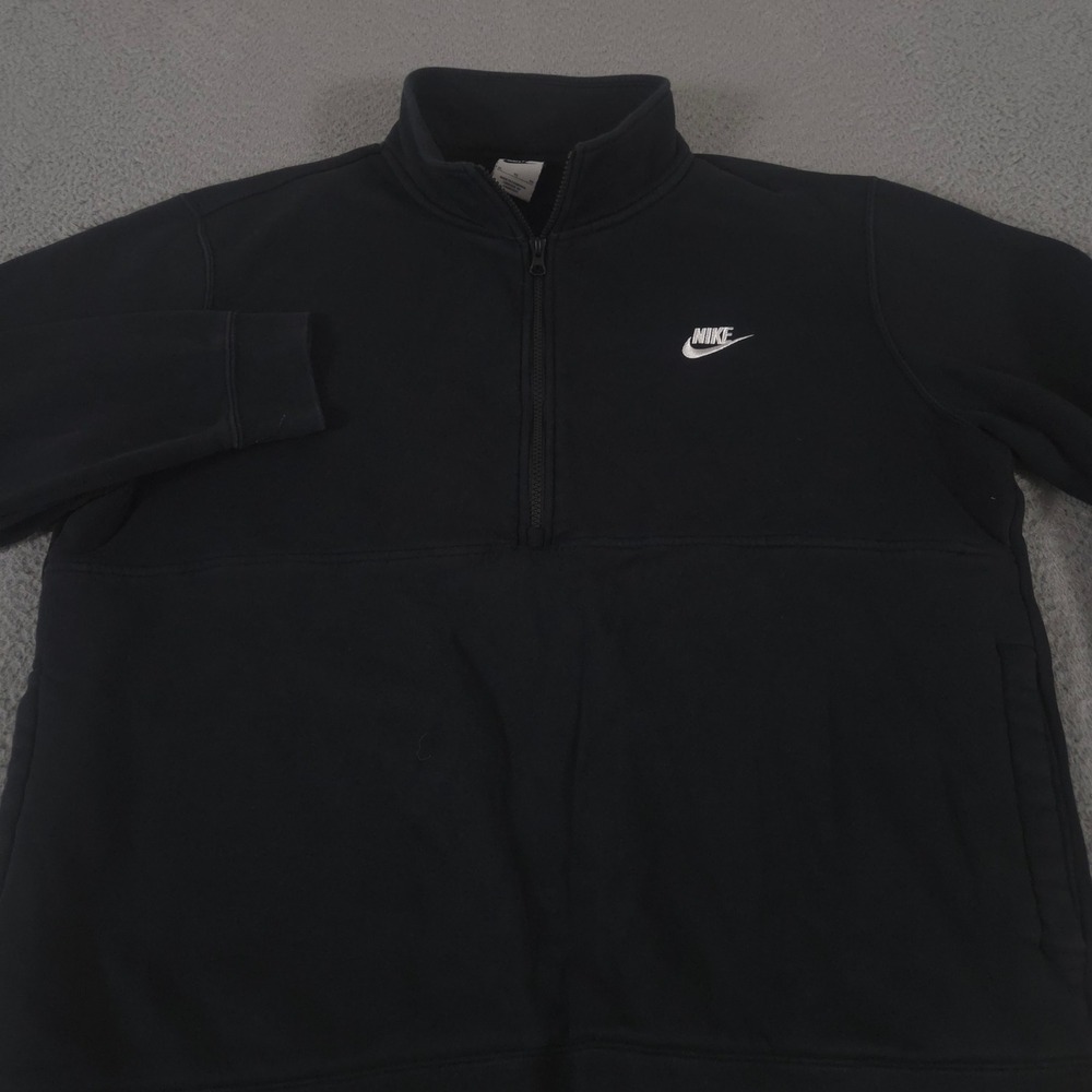 Nike Sweatshirt Men XL Black Sportswear Club 1/2 Zip Fleece Pullover Logo Pocket
